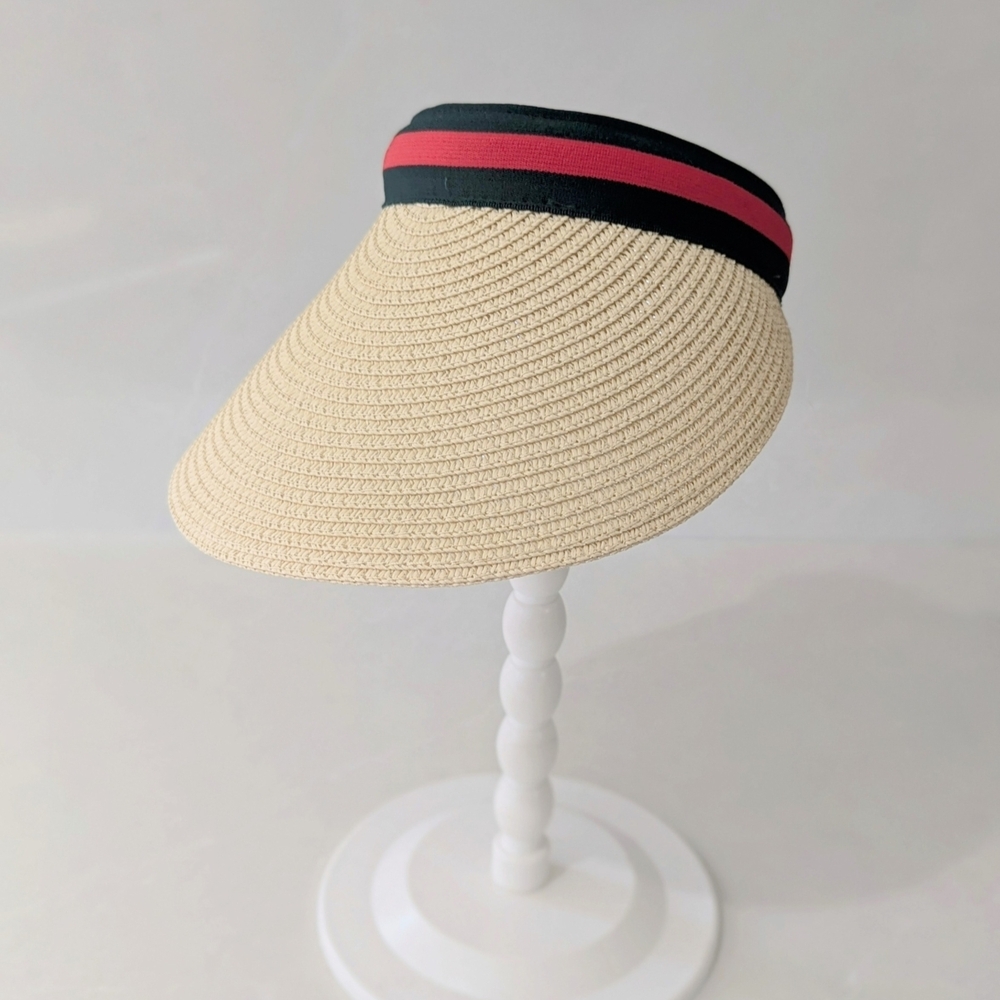 New Stylish Beige Visor with Green and Red Accents - Picture 3 of 7